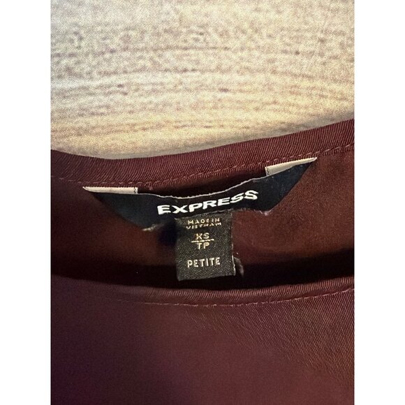 Express Burgundy Long Sleeve Blouse Size XSP - Picture 2 of 3